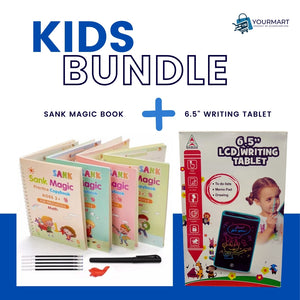 4-in-1 Sank Magic Book Practice + 6.5-Inch Multi-Color LCD Electronic Writing Tablet  | Premium Quality