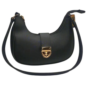Crescent Leather Luxury Shoulder Bag for Women | Black