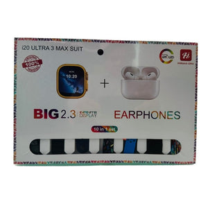 i20 Ultra Max Suit Smartwatch & Earbuds Combo – 10-in-1 Set with 7 Straps| Random